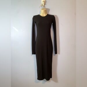 Travis Taddeo Black Long Sleeve midi tight bodycon stretch Dress size xs Amy